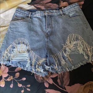 Rhinestone Denim Shorts